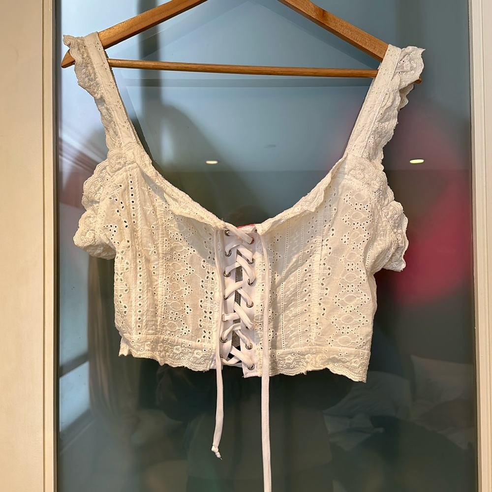 Eyelet lace, cottage style crop top